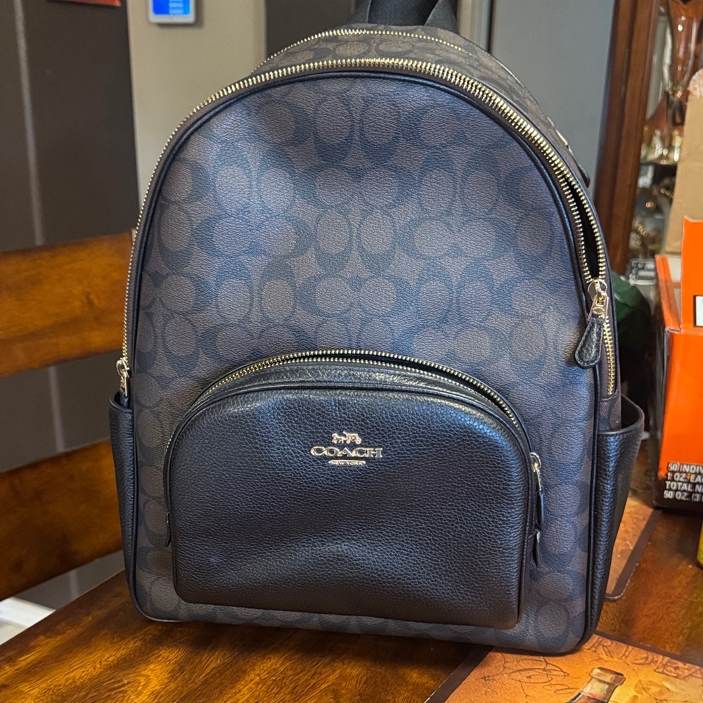 Coach Signature Black and Brown Backpack